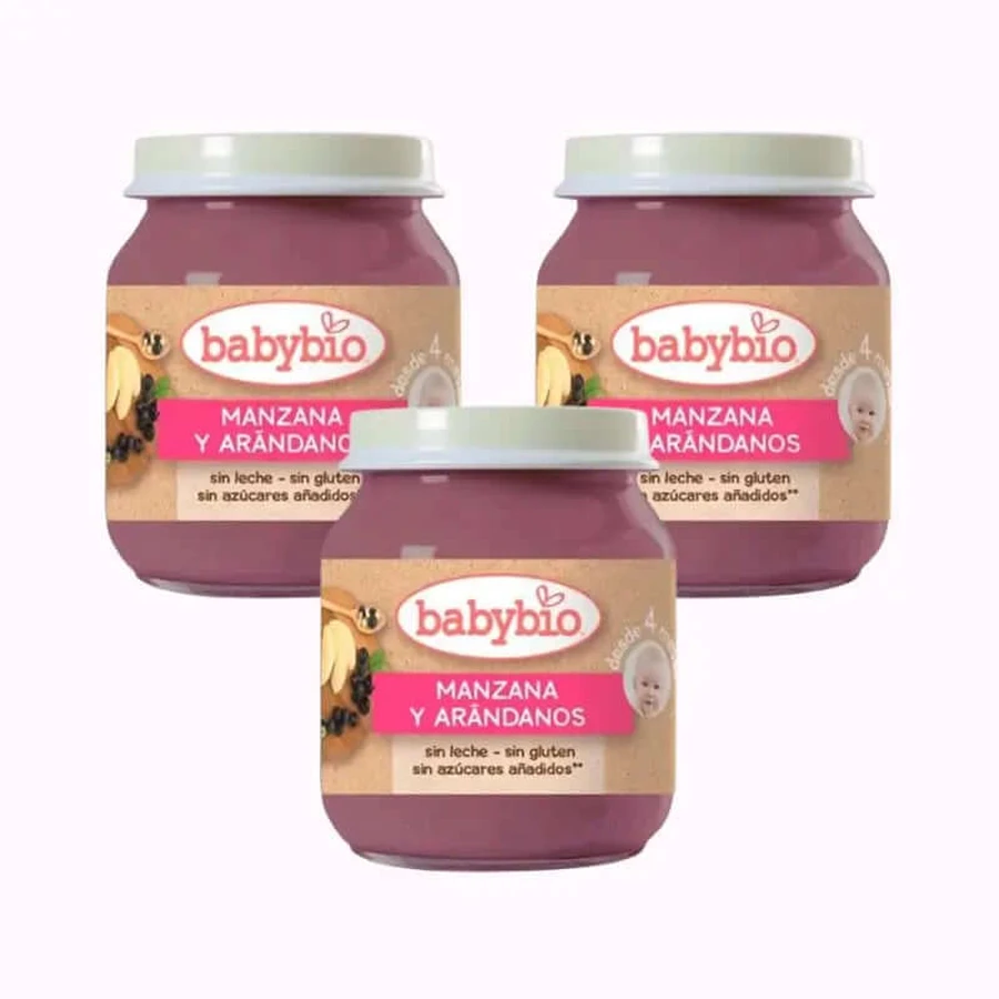 Babybio Apple Blueberries, Pack 3 x Blueberries, 130g