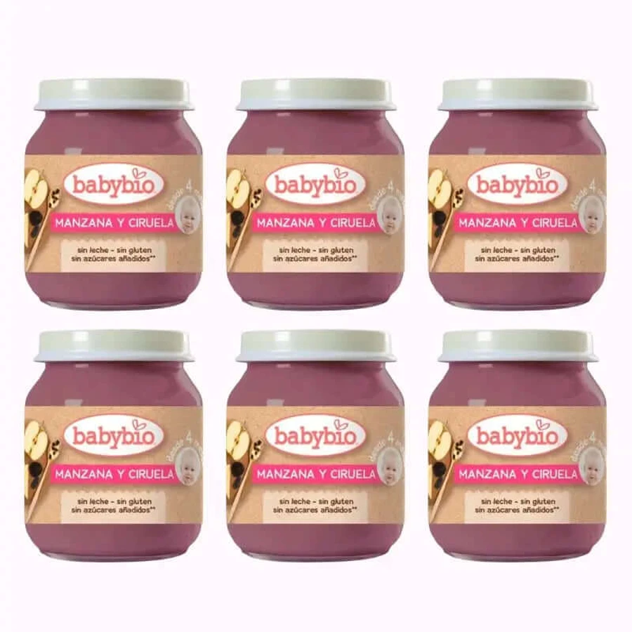 Babybio Apple Plum, 6 x Plum Pack, 130g