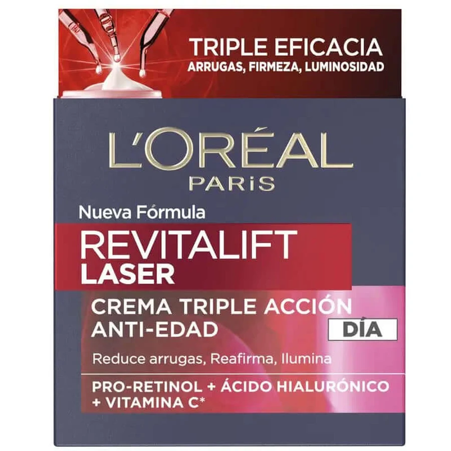 L'Oréal Paris Revitalift Laser, Crème de jour intensive anti-âge à la vitamine C, au Pro-Rétinol et à l'acide hyaluronique, 50ml