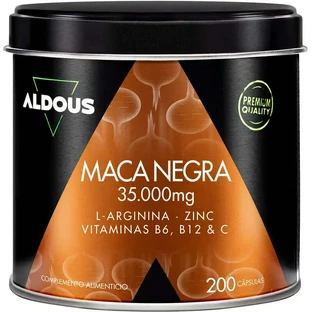 Aldous Bio Peruaanse Zwarte Maca Complex Arginine, Zink, Vitamine C, B12 en B6 , 200 capsules