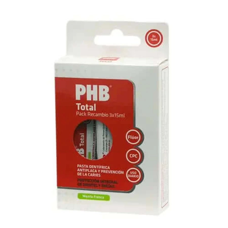 PHB TOTAL PACK TOOTH Paste Navulling 3 X 15 ML, Reisformaat