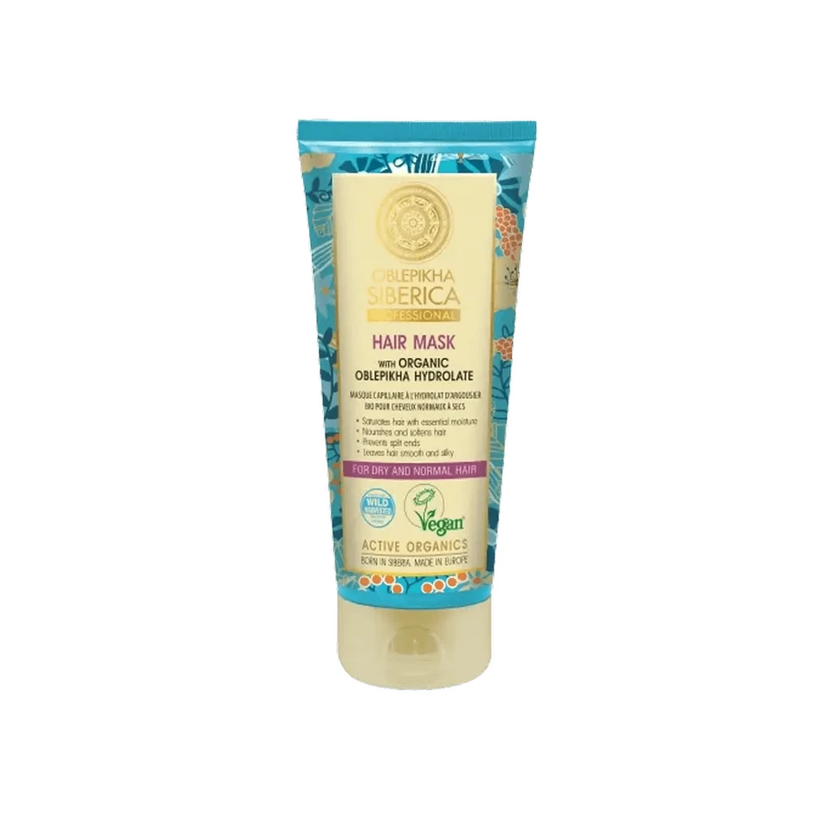 Natura Siberica Haarmaske mit Bio-Sanddorn-Hydrolat für normales oder trockenes Haar, tiefenwirksam feuchtigkeitsspendend, 200Ml