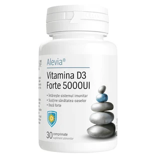 Vitamine D3 Forte 5000IU, 30 comprimés, Alevia