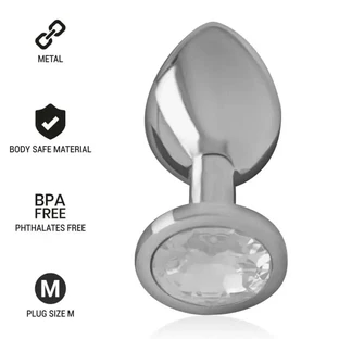 Intense Plug Anal Metal Aluminio Con Cristal Plata Talla M