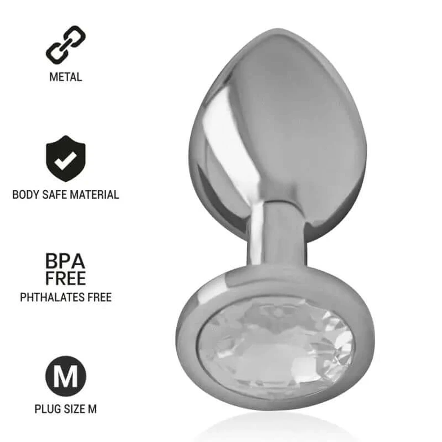 Intense Plug Anal Metal Aluminio Con Cristal Plata Talla M