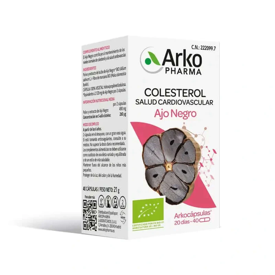 Arkopharma Arkocápsulas Schwarzer Knoblauch Bio, 40 Kapseln