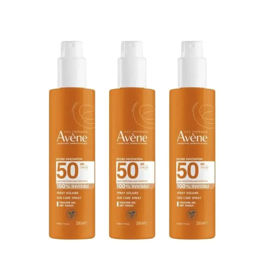 Avène Spray Solaire pour Peaux Sensibles Spf 50+, 3 x 200 ml