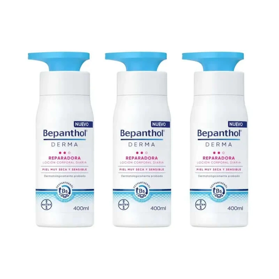 Bepanthol Derma Reparadora Loción Corporal Diaria, 3X400 Ml