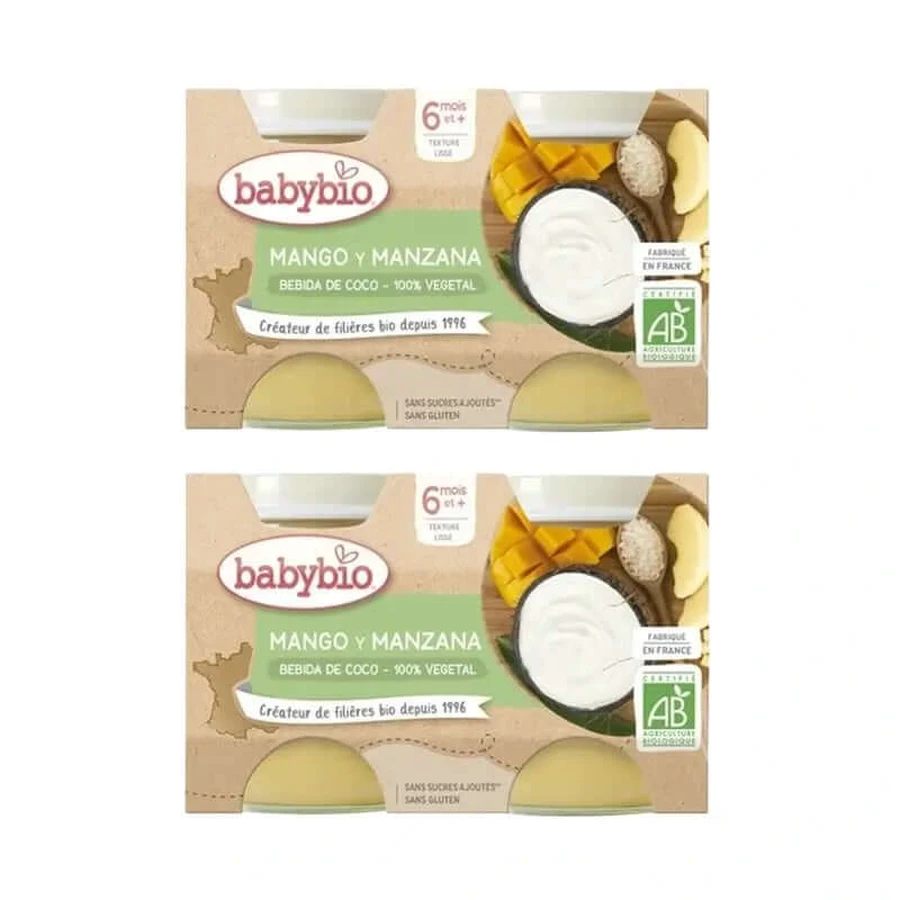 Babybio Yogourt Coco Mangue Ananas Pomme, Pack 4x130 gr