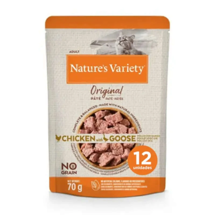Nature's Variety Feline Adult Original Pate Chicken Goose, 12 x 70 g, snack pour chats