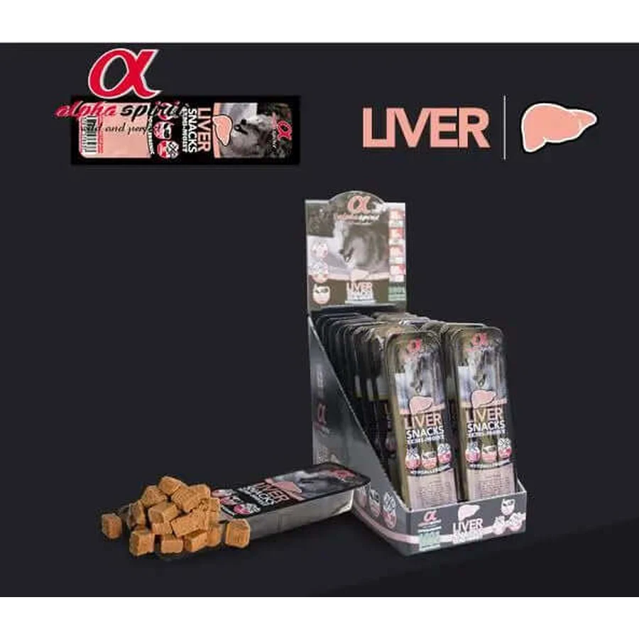 Alpha Spirit Canine Snack Higado Caja 16X35Gr, snack para perros