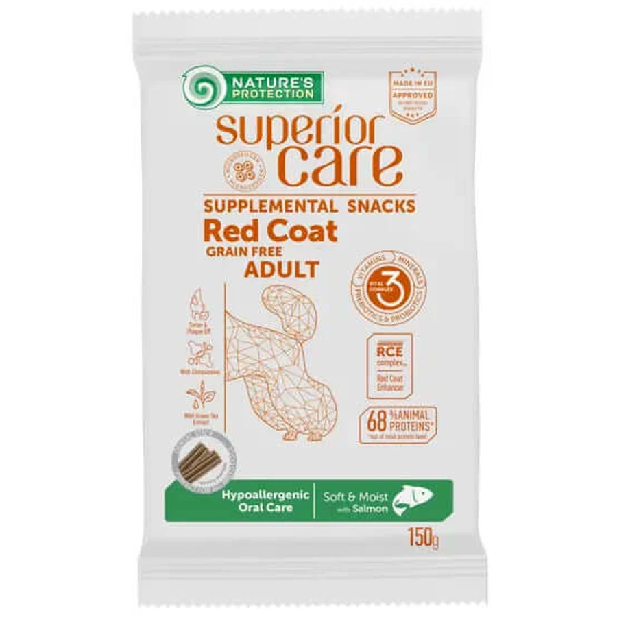 Natures Protection Superior Care Red Coat Snack Hypoallergénique Pour Chiens. Salmon Mouth Care 150Gr