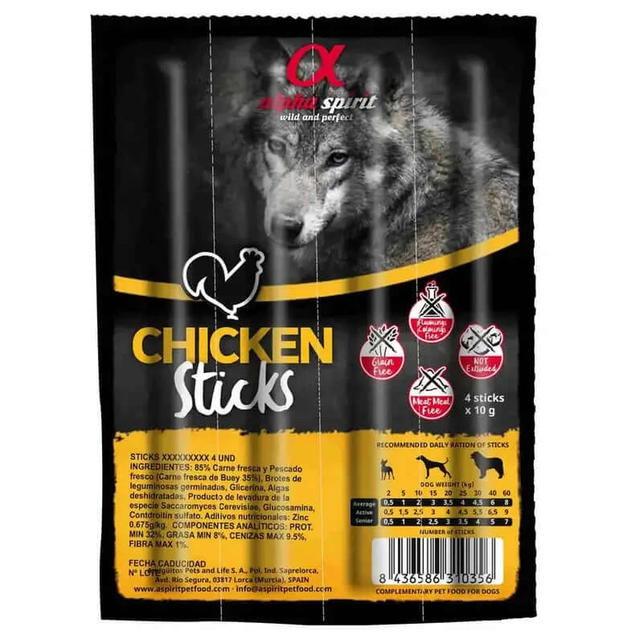Alpha Spirit Canine Chicken Sticks 16X4Packs
