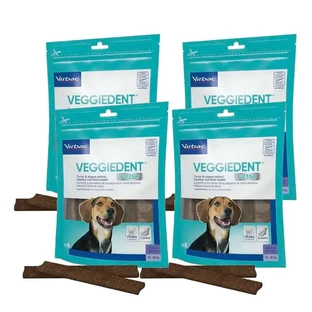 Virbac Veggiedent Fr3sh M, Zahnpflege-Snacks für Hunde mittlerer Rassen, Packung mit 4 Einheiten