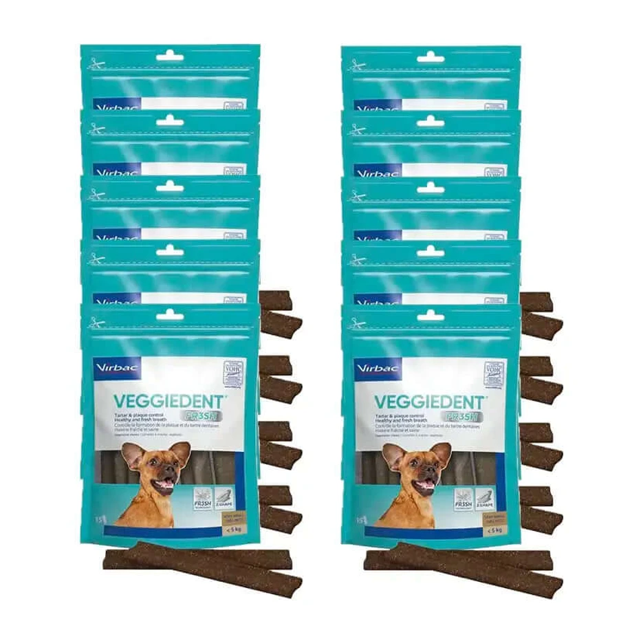 Virbac Veggiedent Fr3sh XS, Dental Snacks For Very Small Breed Dogs, Pack 10 units