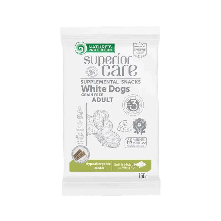 Natures Protection Superior Care Witte Honden Snack Voor Honden Hypoallergeen. Witte Vis Dental 110Gr