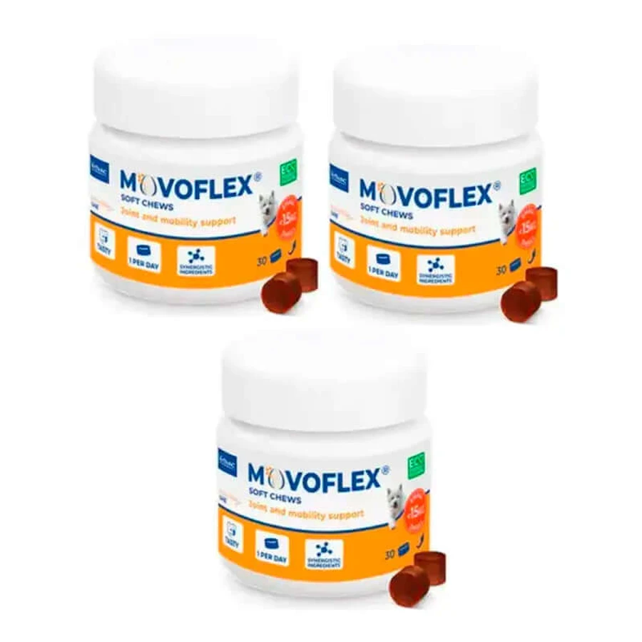 Movoflex Chondroprotector für kleine Hunde bis zu 15 kg, Packung mit 3 x 30 Tabletten