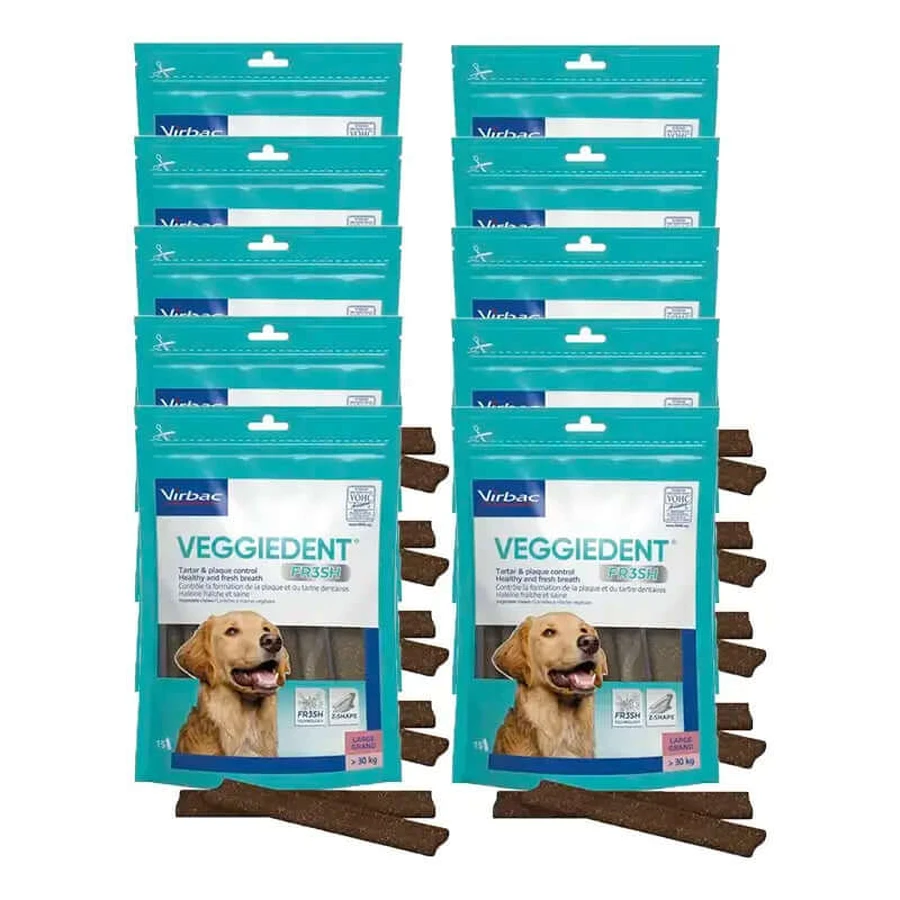 Virbac Veggiedent Fr3sh L, Zahnpflege-Snacks für Hunde großer Rassen, 10er-Pack