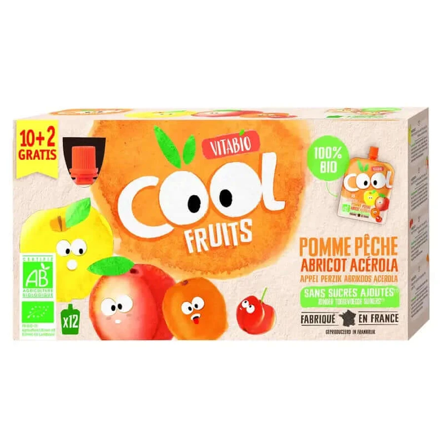 Vitabio Cool Fruits Apple, Peach And Apricot 90 Gr, 12 units
