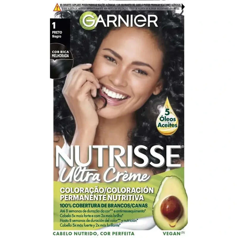 Garnier Nutrisse Nourishing Permanent Nourishing Coloring Shade 1 Black , 160 ml