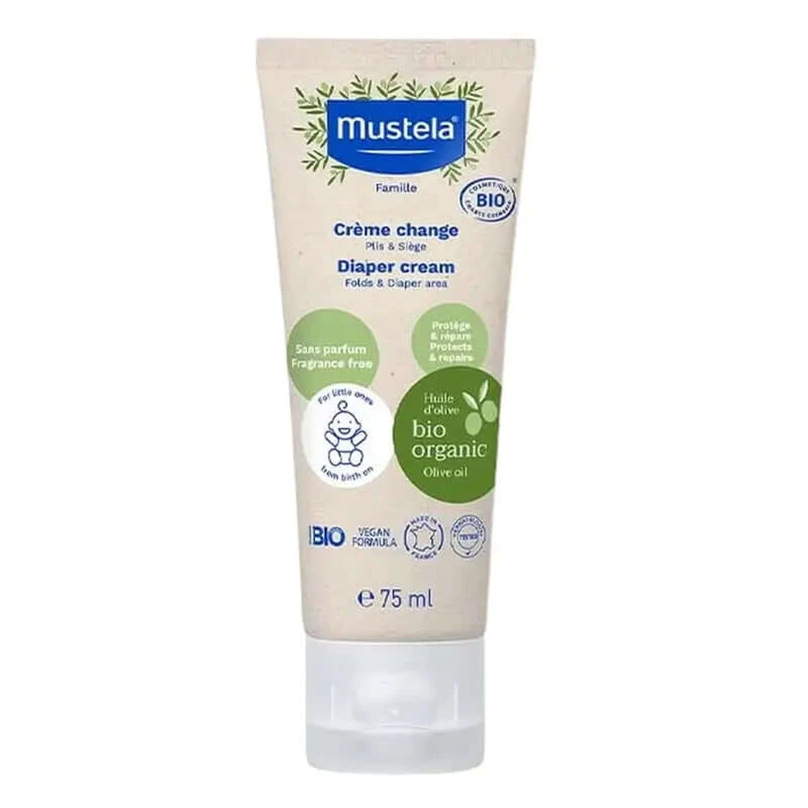 Crème pour le change Mustela Organic, tube de 75 ml