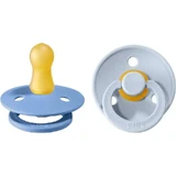 BIBS 2 Fopspenen Kleur Rond Hemelsblauw/Babyblauw 0/6 Maanden