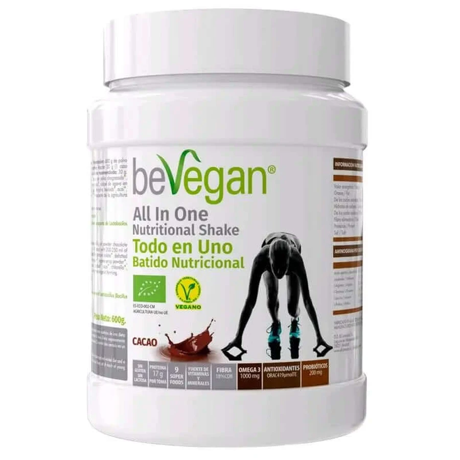 Bevegan All In One Nutritional Shake Cacao, 600 Gr