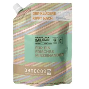 Benecos 2 in 1 Minze Bad Gel Nachfüllung 1Lt Bio Vegan