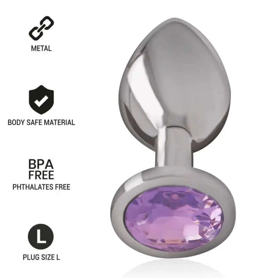 Intense Anaalplug Metaal Aluminium Met Violet Kristal Maat L
