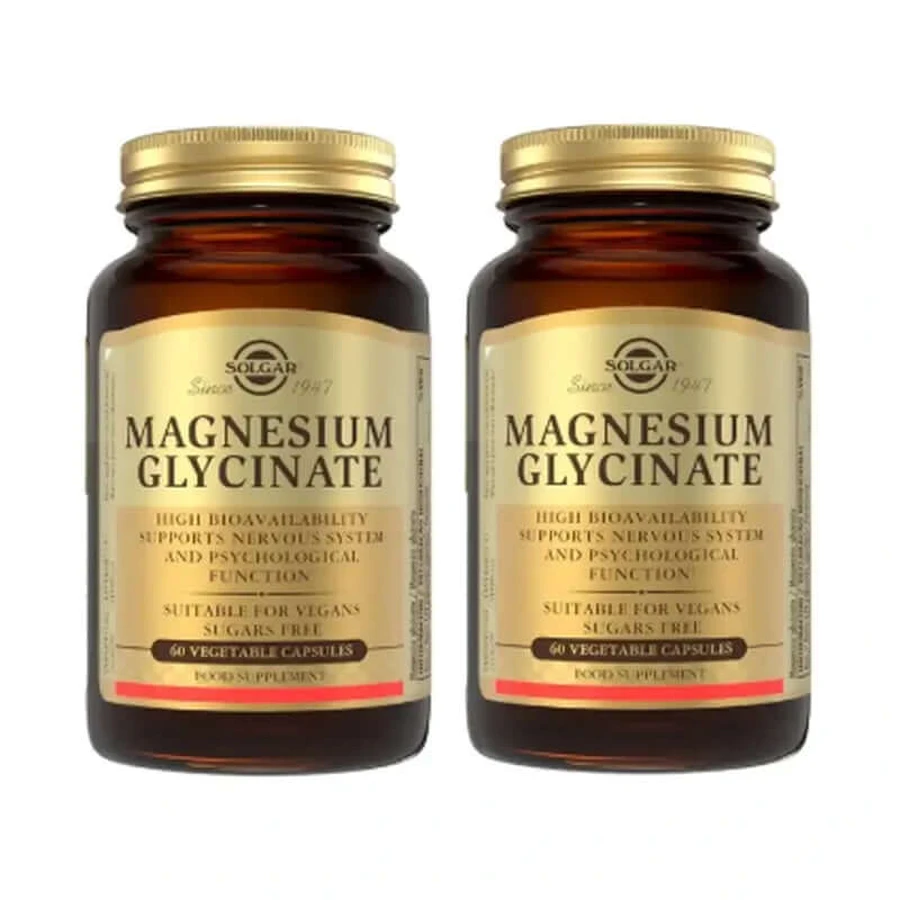 Solgar Magnesium Bisglycinaat, Verpakking 2 x 60 Veggie Capsules