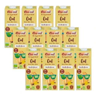 Ecomil Vegetable Drink Vanilla Flavor Bio Tetrabrik, Pack 12 x 1 litre