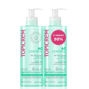Topicrem Pack Dúo Ac Control Gel Purificante 400 Ml 2ª Ud 50 %