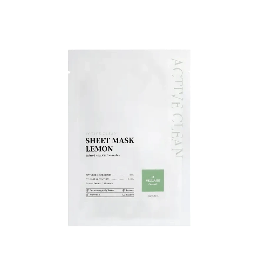 Village 11 Factory Active Clean Sheet Lemon Mask, 23 grams