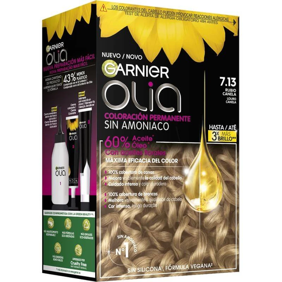 Garnier Olia Dauerhafte Färbung Ohne Ammoniak, Angenehmer Geruch Mit Natürlichen Blumenölen - Zimtblond 7.13