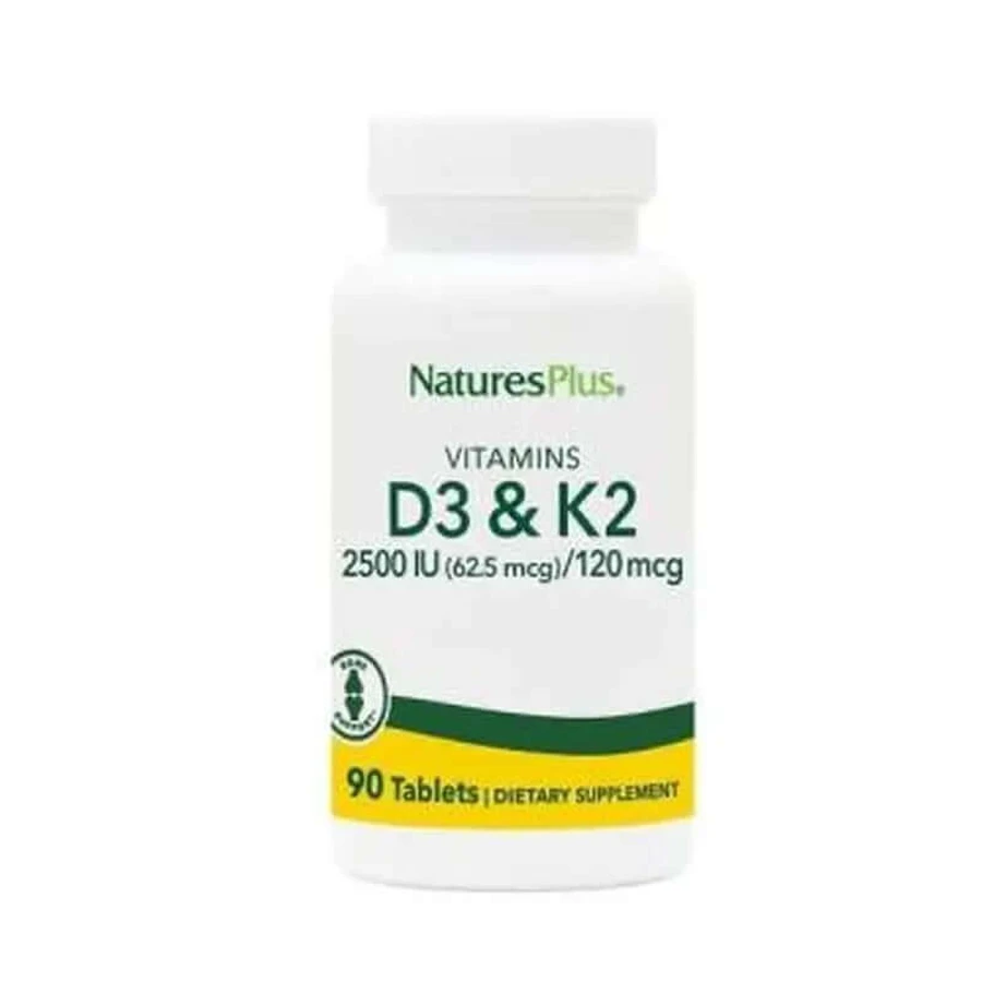 Natures Plus Vitamine D3 2500Ui+Vit K2 120Mcg, 90 Comprimés