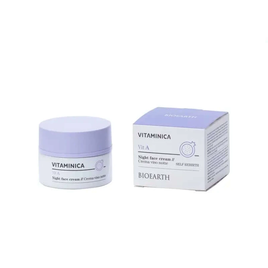 Bioearth Crema viso notte alla vitamina A, 50 Ml