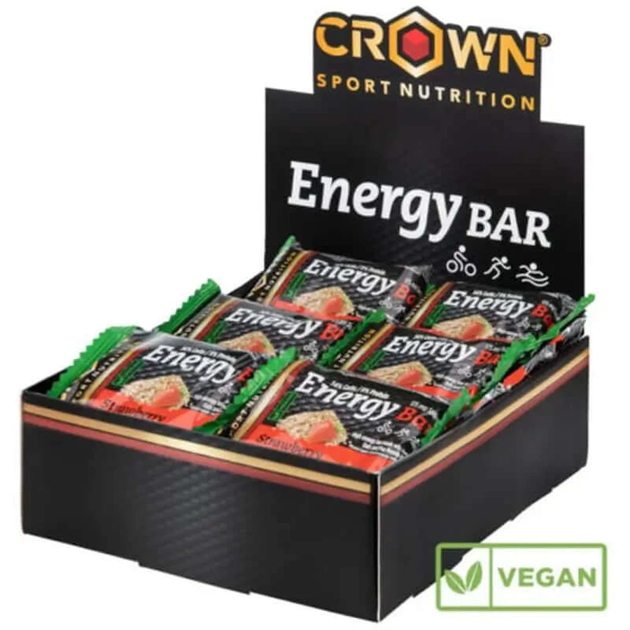 Crown Sport Nutrition Energy Vegan Vegan Bară de căpșuni , 12 x 60 grame