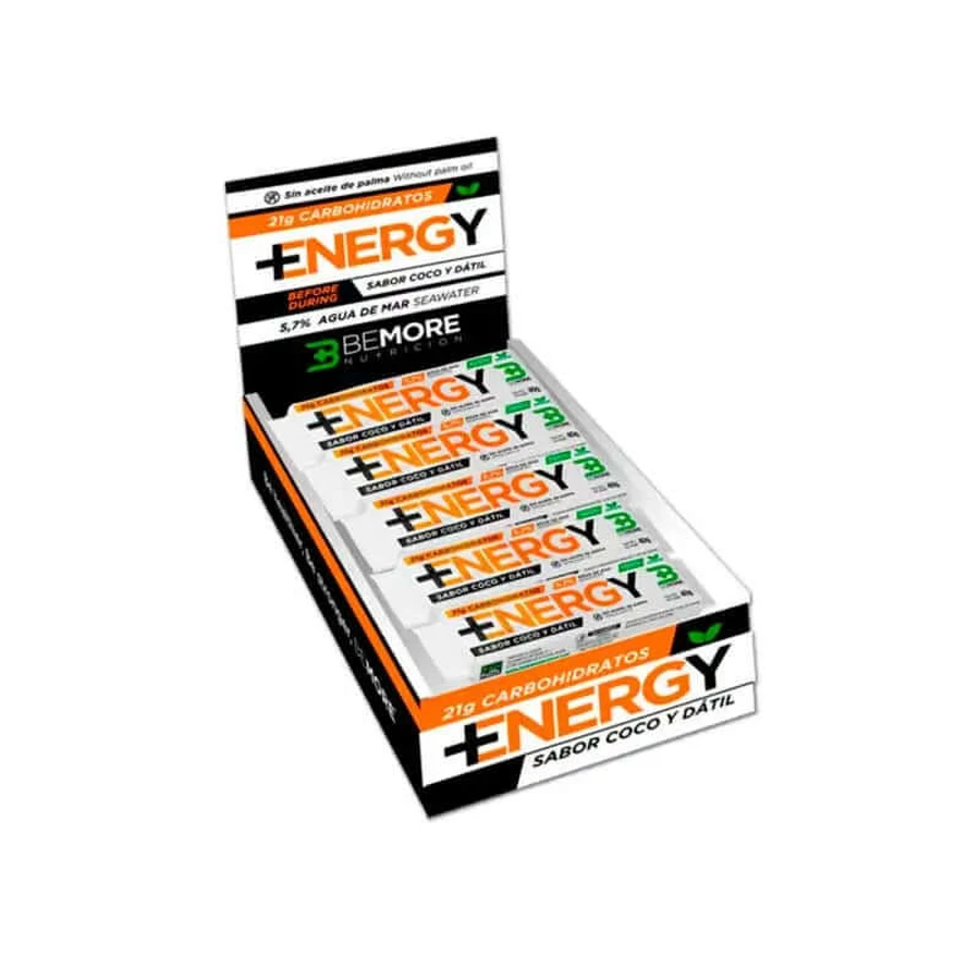 Bemore Nutrition Energy+ Barre énergétique Goût noix de coco et dattes Boîte 18 unités