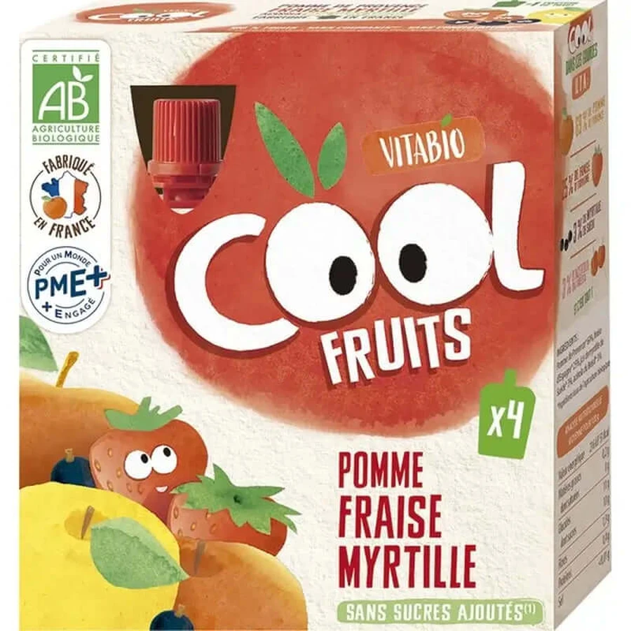 Vitabio Cool Fruits Appel, Aardbei & Bosbes 90 Gr, 4 stuks