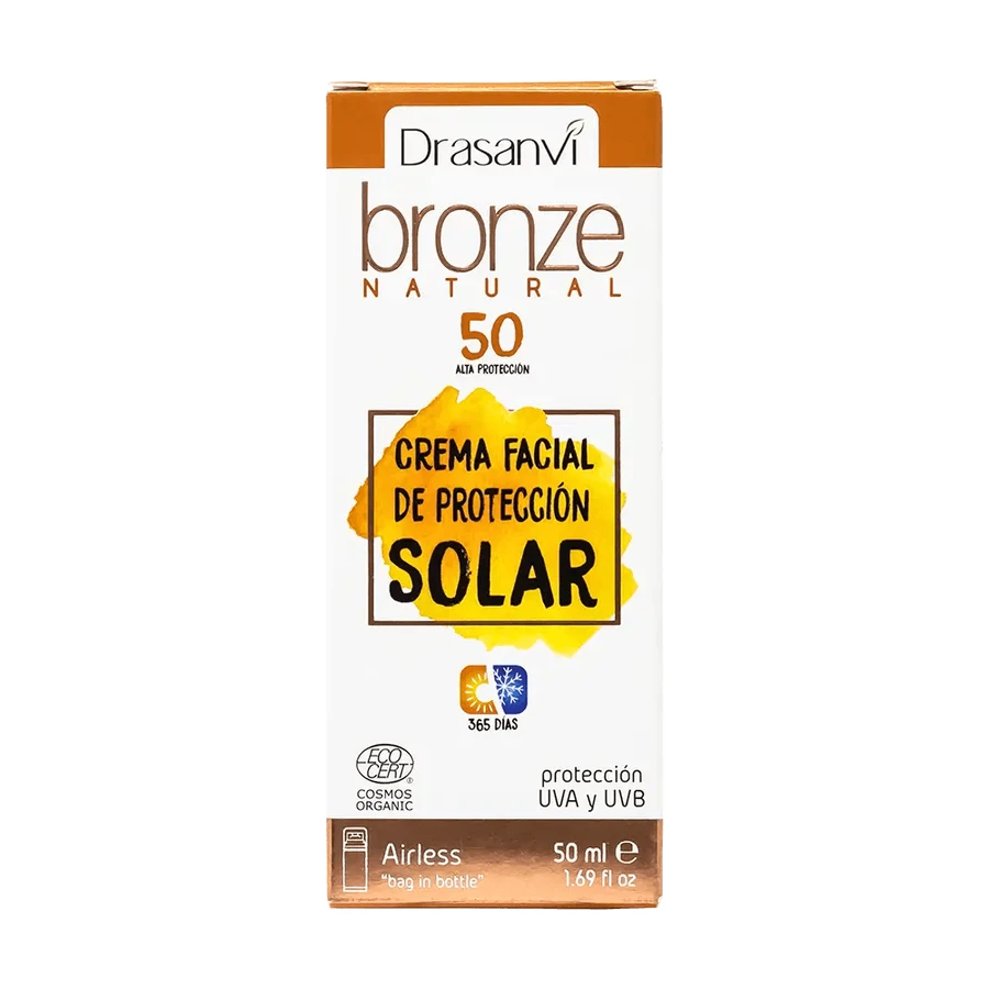 Drasanvi Bronze Natural SPF50 Facial Cream Sunscreen Ecocert, 50 ml