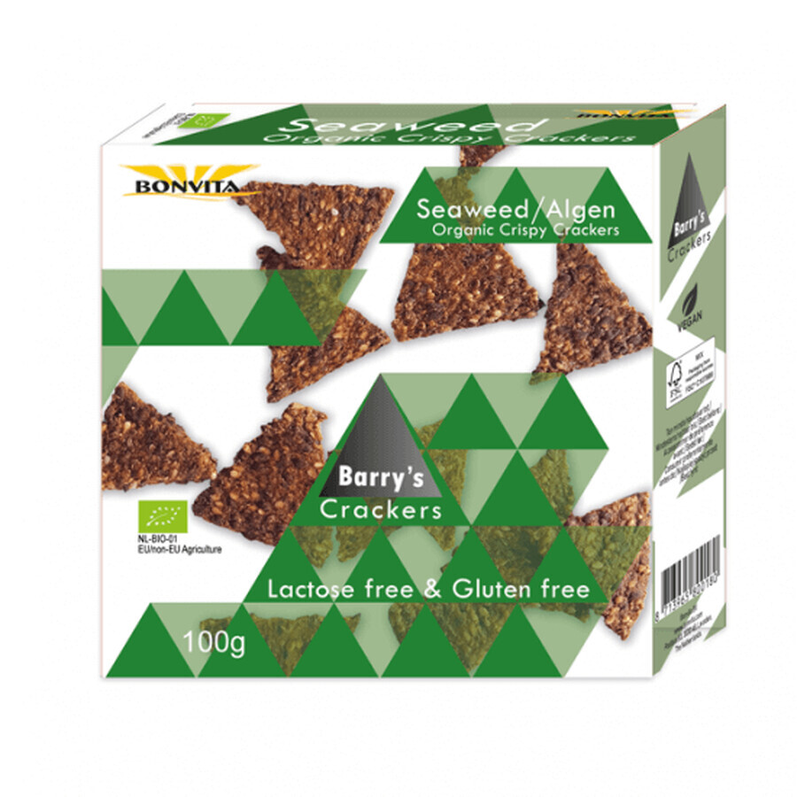 Organic crispy crackers with seaweed, lactose/gluten free, 100 g, Bonvita