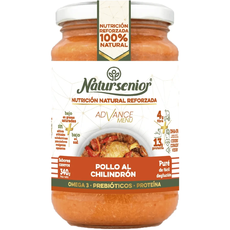 Natursenior Puré Adultos Pollo Al Chillindrón Con Omega 3 Dha+Epa, Prebióticos Y Proteínas. , 340 gr
