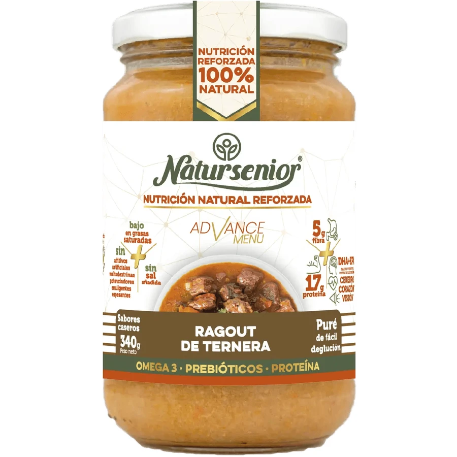 Natursenior Adult Mashed Beef Ragout With Omega 3 Dha+Epa, Prebiotics And Proteins. , 340 gr