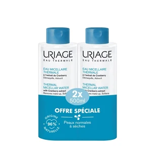 Eau micellaire thermale d'Uriage pour peaux normales à sèches, 2X500 Ml