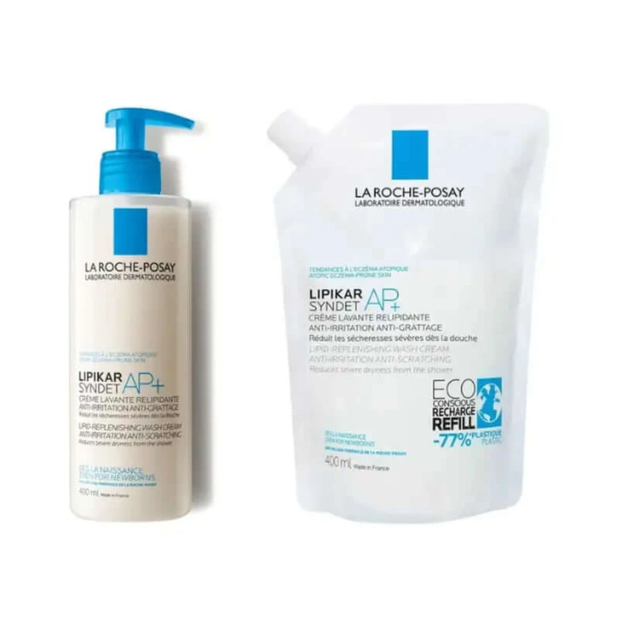 La Roche Posay Lipikar Lipikar Syndet Ap+ 400 ml + Nachfüllung , 400 ml