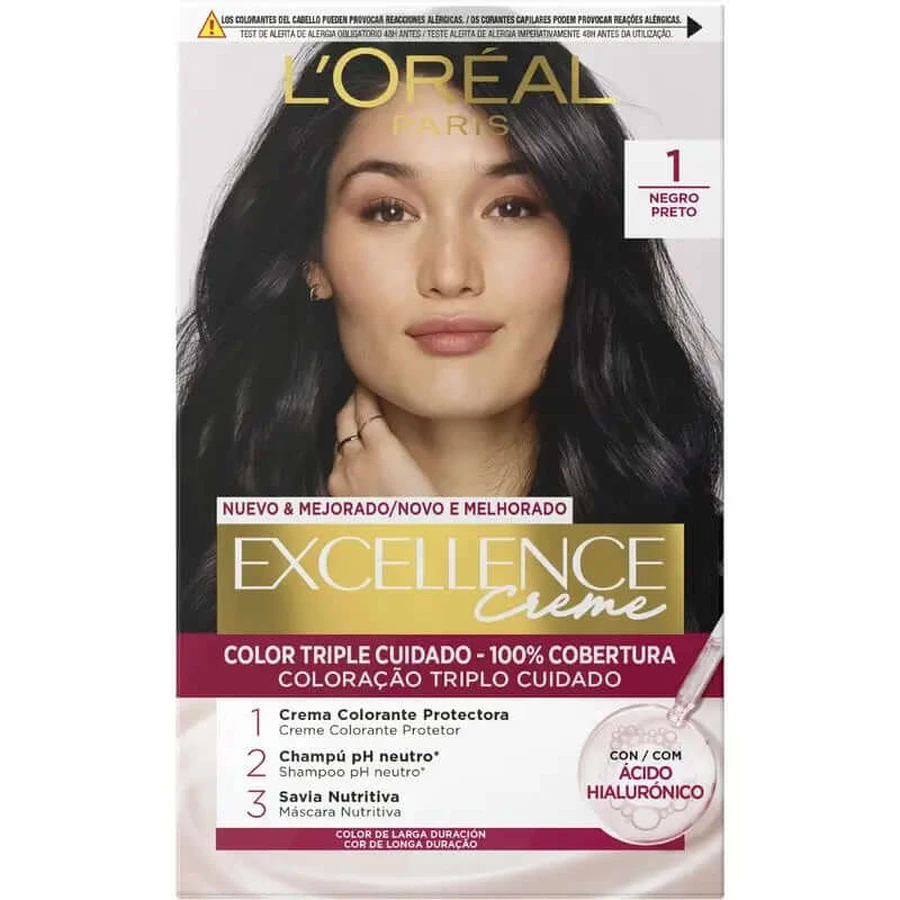 L'Oréal Paris Excellence Creme Permanente Haarkleuring - Tint 1 Zwart