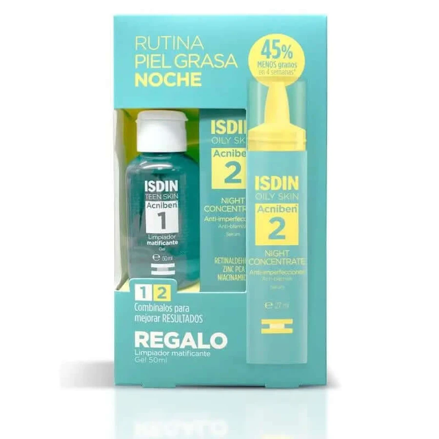Isdin Acniben Night Concentrate Sérum 27 Ml + Regalo Gel Limpiador Matificante, 50 Ml