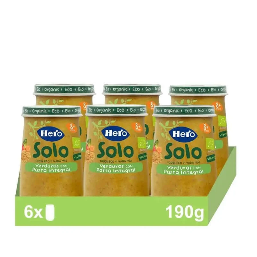 Hero Baby Pack Tarrito Eco Only Vegetables With Whole Wheat Pasta, 6 x 190 gr