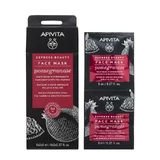 Apivita Express Beauty Pomegranate Facial Mask - Brightening & Revitalizing, 2x8 ml