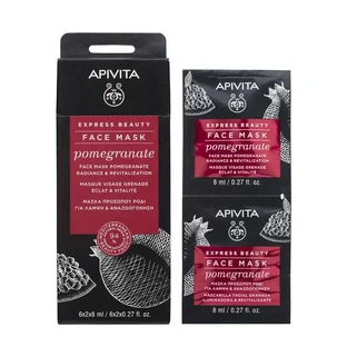 Apivita Express Beauty Pomegranate Facial Mask - Brightening & Revitalizing, 2x8 ml